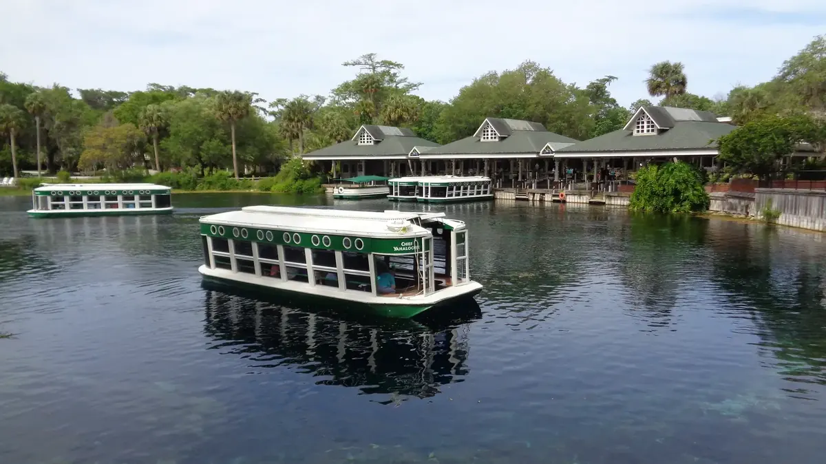 Glass-bottom boats at Silver Springs State Park near Ocala, Florida